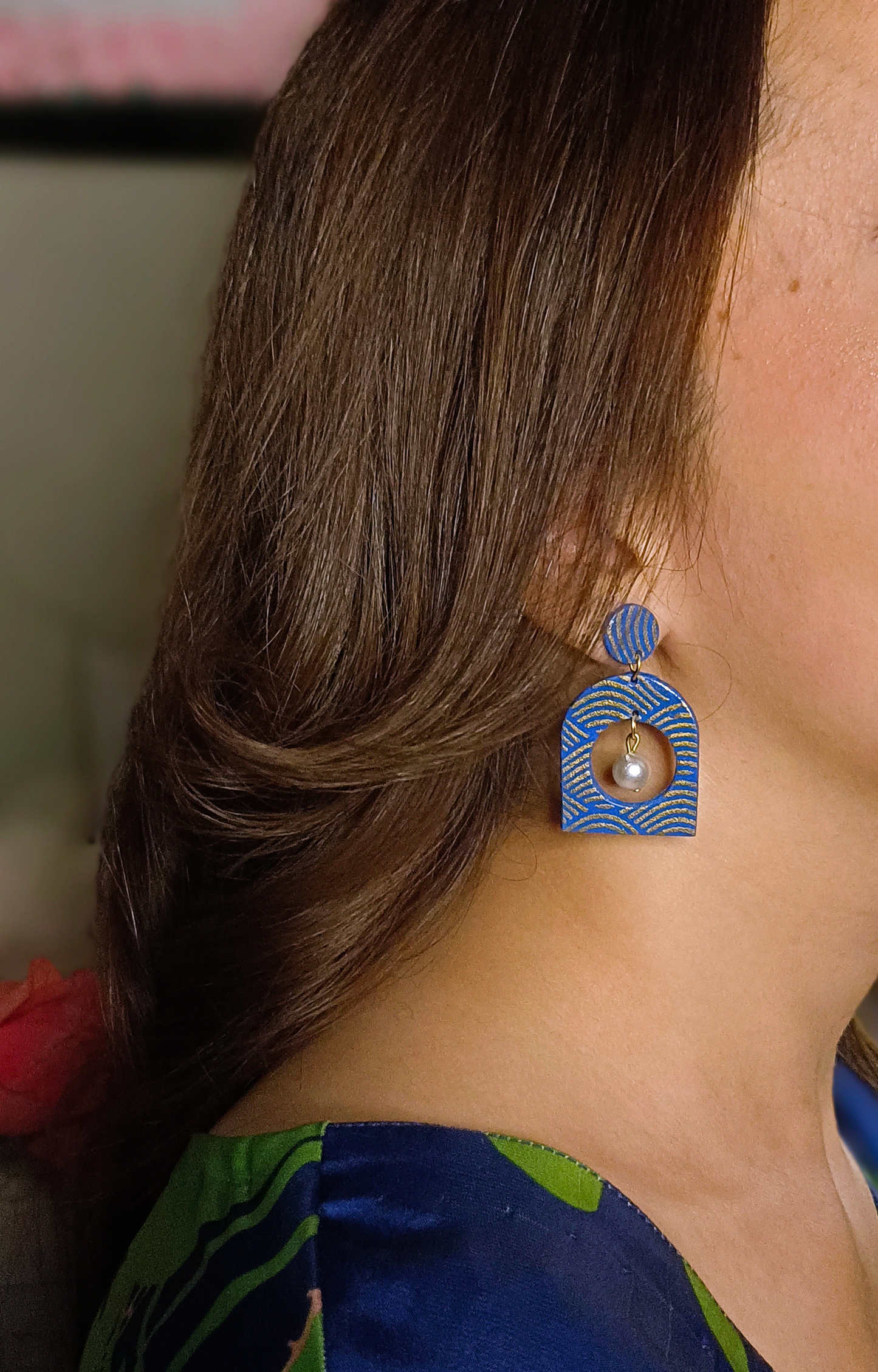 Azure 002- Printed Earrings Studs