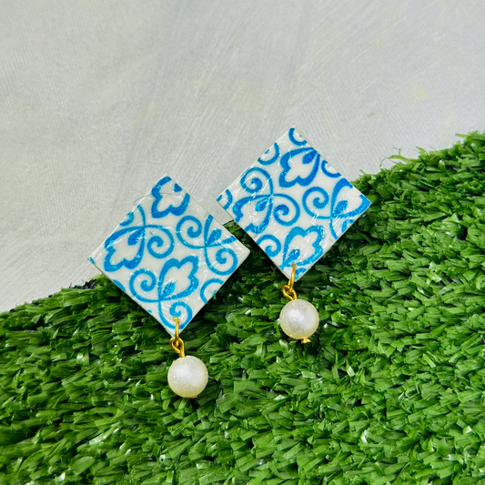 Azure 003 - Printed Earring Studs