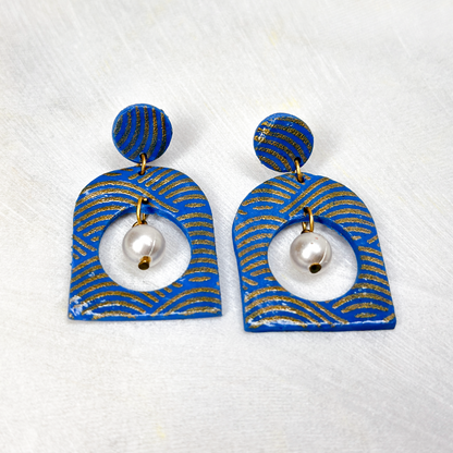 Azure 002- Printed Earrings Studs